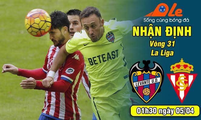 Levante vs Sporting Gijon, 01h30 ngày 05/04: Chung kết ngược