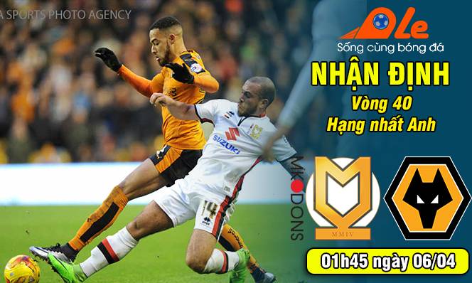 MK Dons vs Wolverhampton, 01h45 ngày 06/04: Trong bước đường cùng