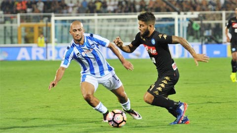 Napoli vs Pescara, 21h00 ngày 15/1