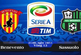 Soi kèo bóng đá Benevento vs Sassuolo 21h00, ngày 19/11 Serie A