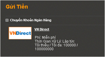 Chọn phương thức gửi VNDirect